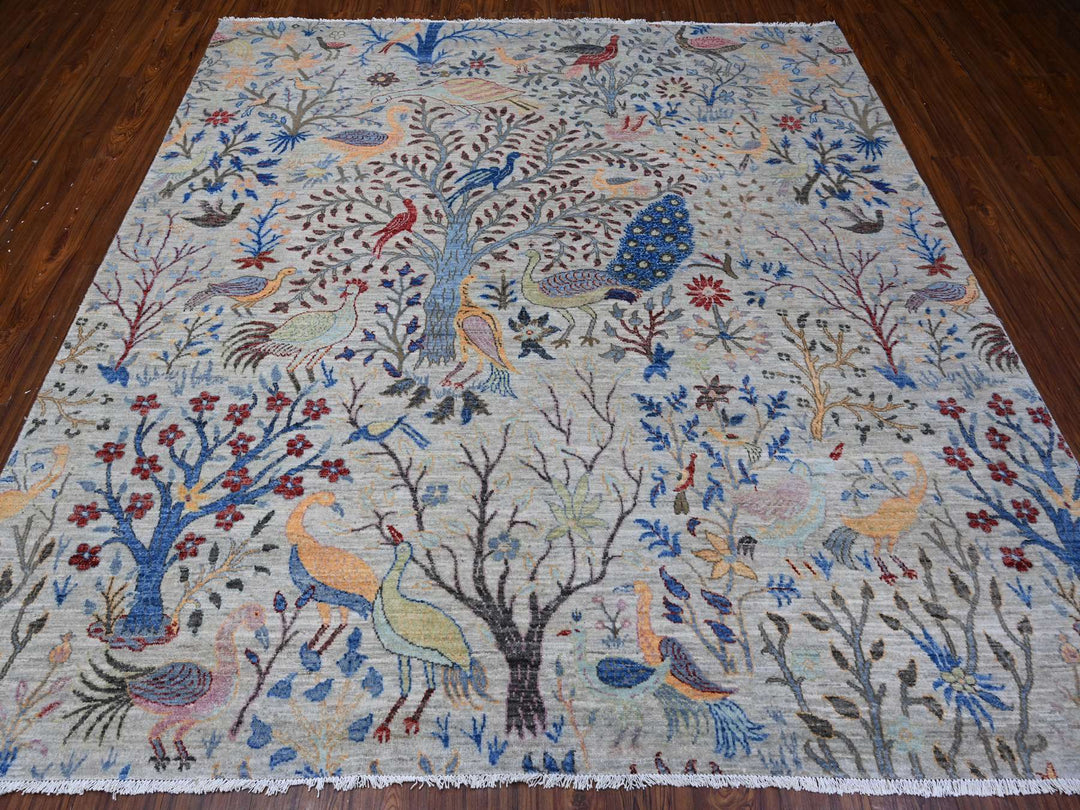 8'0" x 8'2" New Hand Knotted Grey Wool Square Oriental Rug - MOA10288769