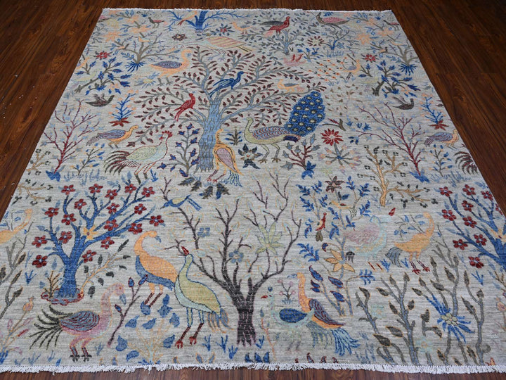 8'0" x 8'2" New Hand Knotted Grey Wool Square Oriental Rug - MOA10288769
