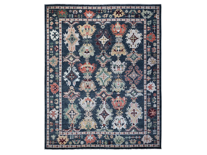 11'10" x 14'5" New Hand Knotted Black Wool Rectangle Oriental Rug - MOA10288774