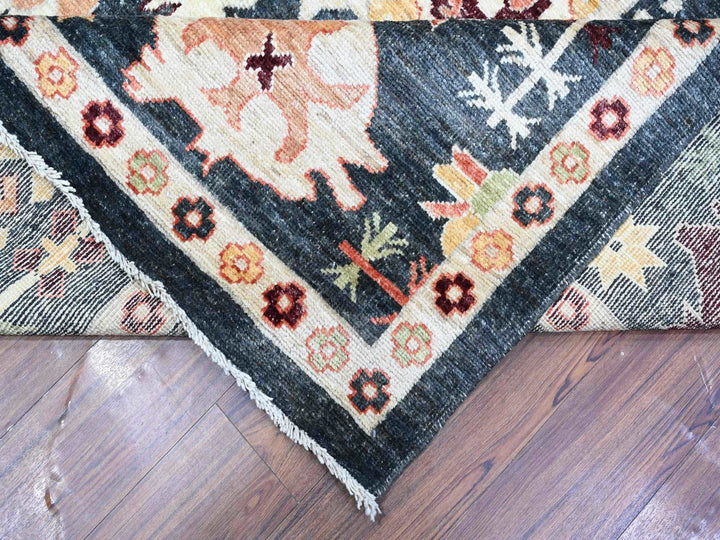 11'10" x 14'5" New Hand Knotted Black Wool Rectangle Oriental Rug - MOA10288774