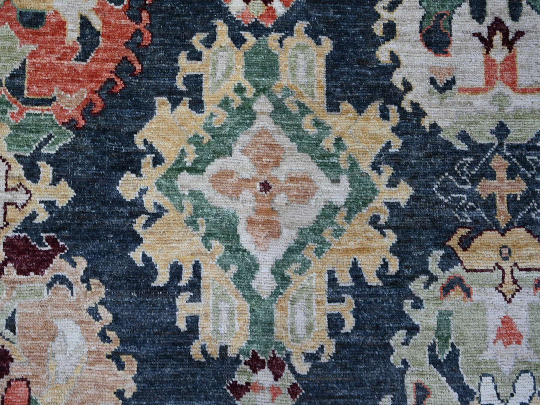 11'10" x 14'5" New Hand Knotted Black Wool Rectangle Oriental Rug - MOA10288774