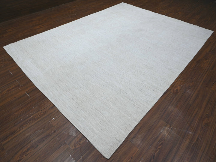 8'9" x 11'9" New Hand Knotted Ivory Wool Rectangle Oriental Rug - MOA10288776
