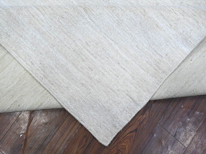 8'9" x 11'9" New Hand Knotted Ivory Wool Rectangle Oriental Rug - MOA10288776
