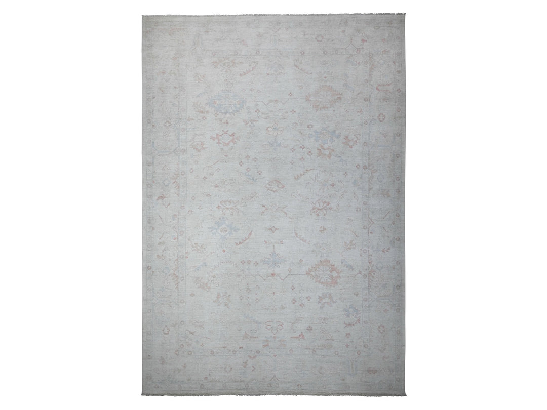 12'2" x 17'11" New Hand Knotted Grey Wool Rectangle Oriental Rug - MOA10288777