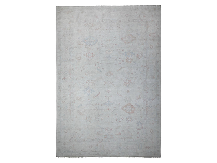 12'2" x 17'11" New Hand Knotted Grey Wool Rectangle Oriental Rug - MOA10288777