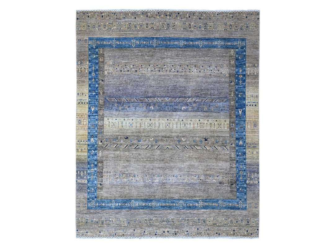 7'10" x 9'9" New Hand Knotted Grey Wool Rectangle Oriental Rug - MOA10288788