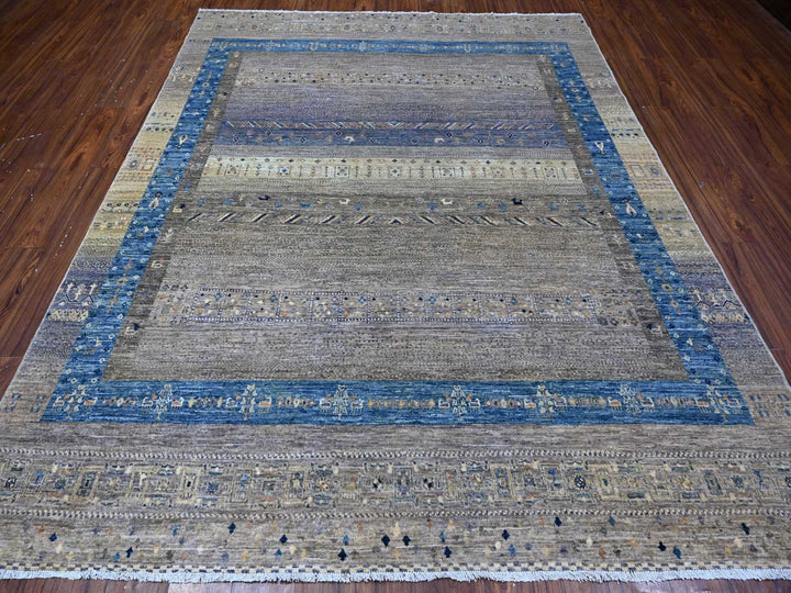 7'10" x 9'9" New Hand Knotted Grey Wool Rectangle Oriental Rug - MOA10288788