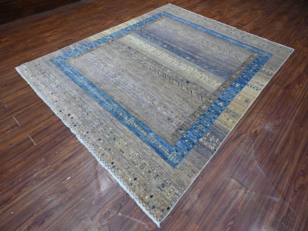 7'10" x 9'9" New Hand Knotted Grey Wool Rectangle Oriental Rug - MOA10288788