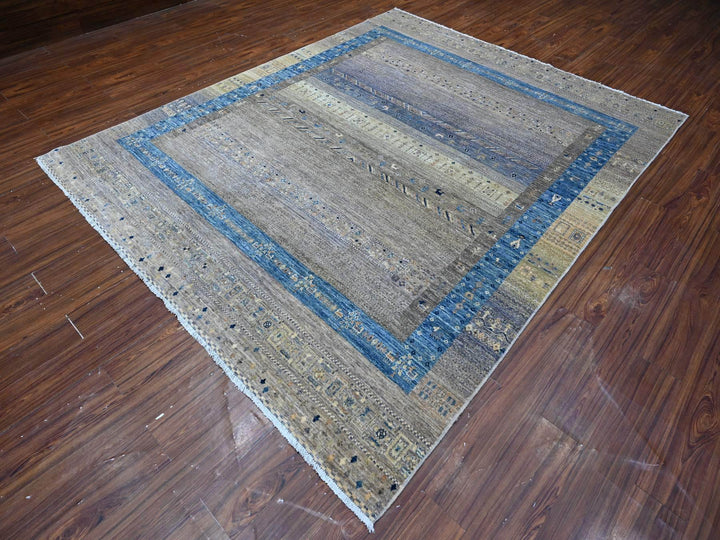 7'10" x 9'9" New Hand Knotted Grey Wool Rectangle Oriental Rug - MOA10288788