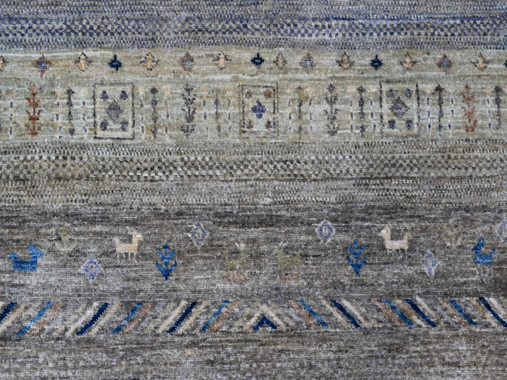 7'10" x 9'9" New Hand Knotted Grey Wool Rectangle Oriental Rug - MOA10288788
