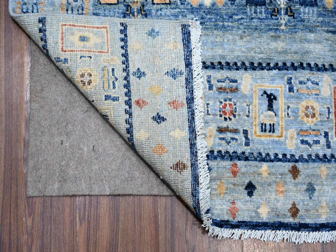 8'3" x 9'6" New Hand Knotted Blue Wool Rectangle Oriental Rug - MOA10288789