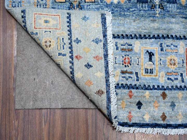 8'3" x 9'6" New Hand Knotted Blue Wool Rectangle Oriental Rug - MOA10288789