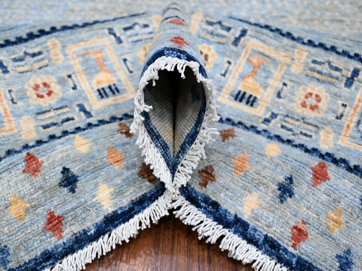 8'3" x 9'6" New Hand Knotted Blue Wool Rectangle Oriental Rug - MOA10288789