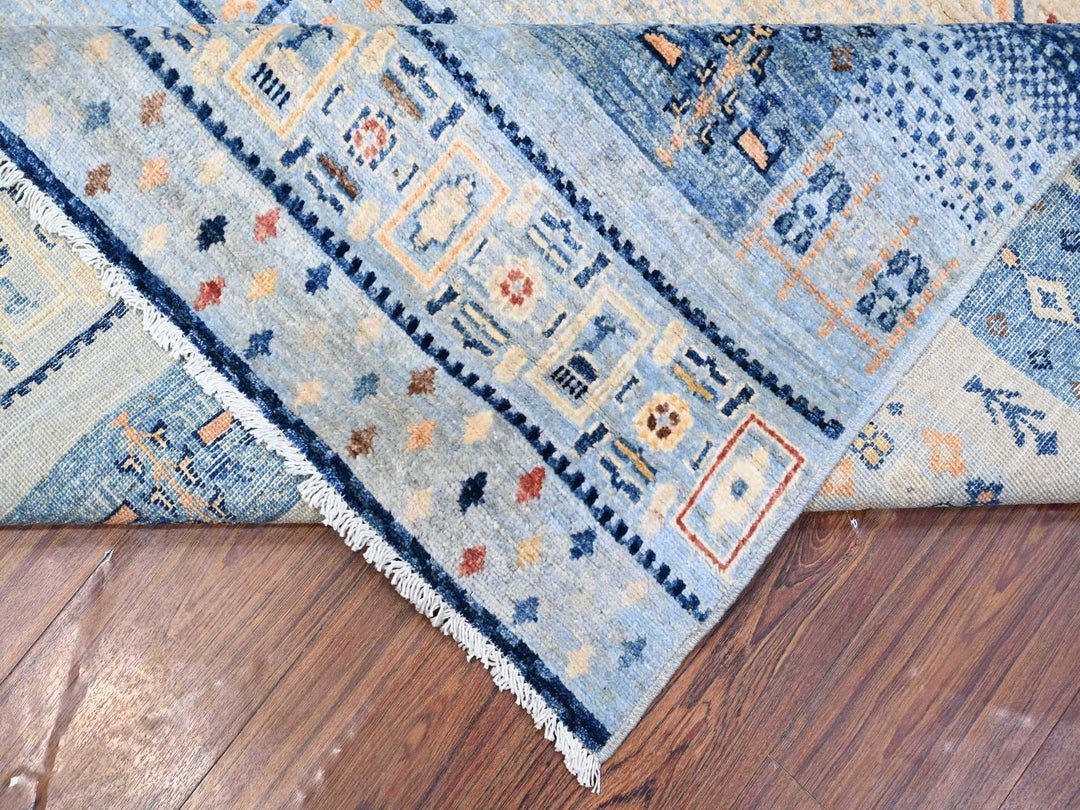 8'3" x 9'6" New Hand Knotted Blue Wool Rectangle Oriental Rug - MOA10288789