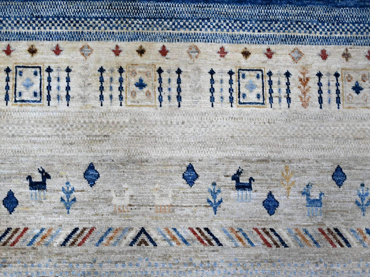 8'3" x 9'6" New Hand Knotted Blue Wool Rectangle Oriental Rug - MOA10288789