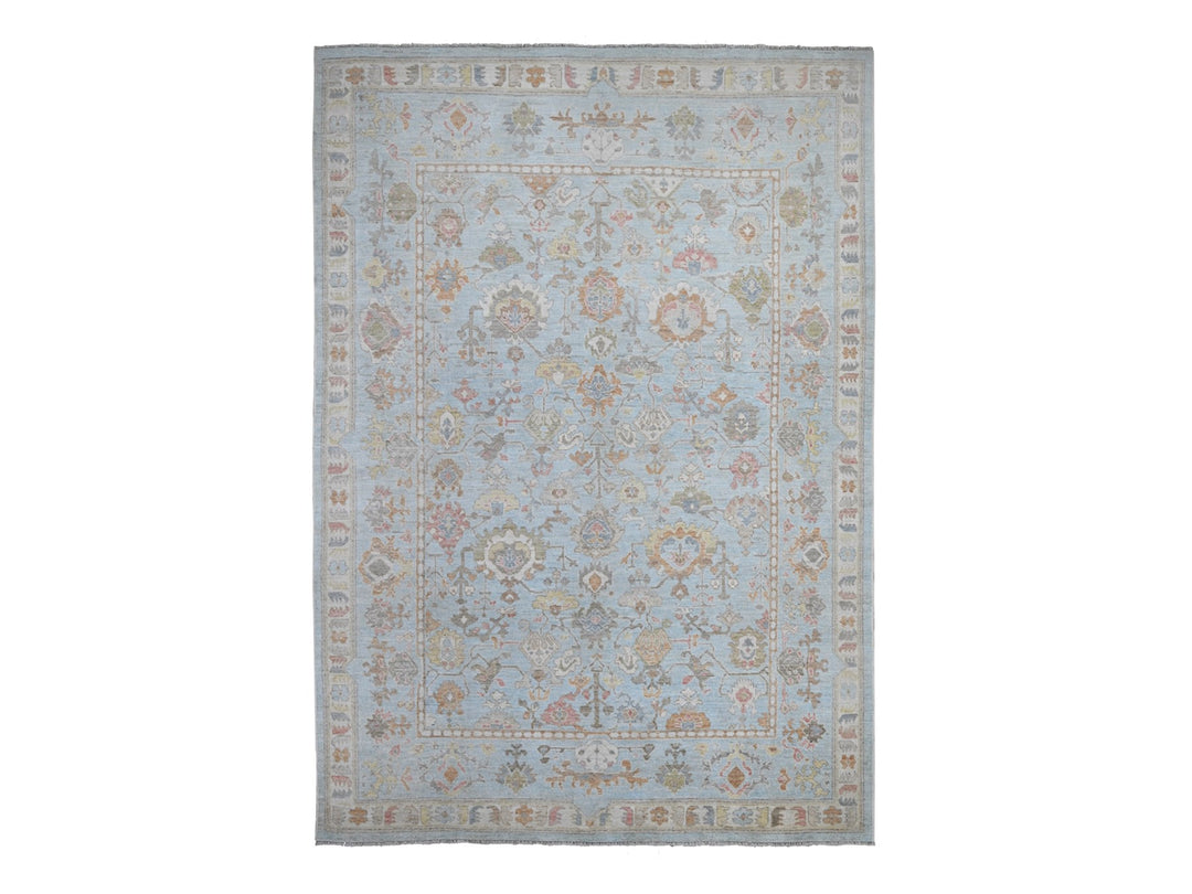 9'0" x 12'6" New Hand Knotted Blue Wool Rectangle Oriental Rug - MOA10288794