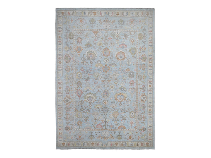 9'0" x 12'6" New Hand Knotted Blue Wool Rectangle Oriental Rug - MOA10288794