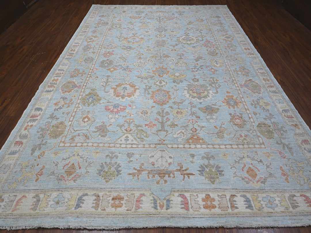9'0" x 12'6" New Hand Knotted Blue Wool Rectangle Oriental Rug - MOA10288794