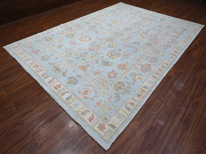 9'0" x 12'6" New Hand Knotted Blue Wool Rectangle Oriental Rug - MOA10288794