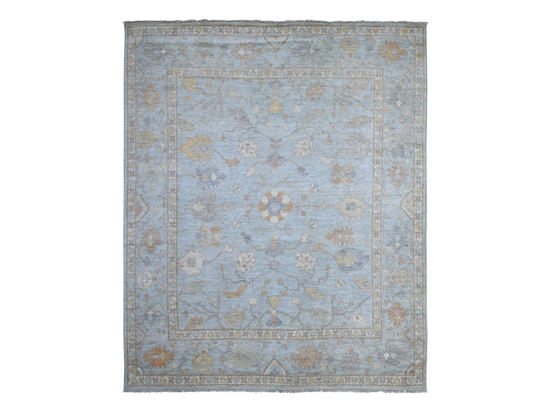 7'10" x 9'9" New Hand Knotted Blue Wool Rectangle Oriental Rug - MOA10288796
