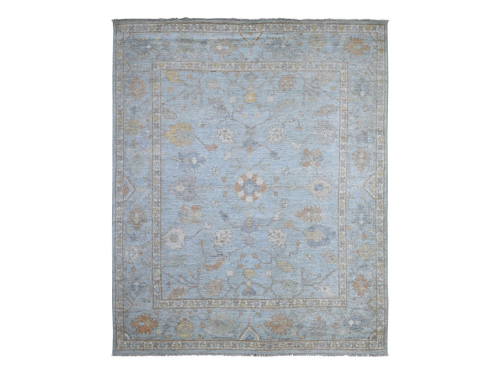 7'10" x 9'9" New Hand Knotted Blue Wool Rectangle Oriental Rug - MOA10288796