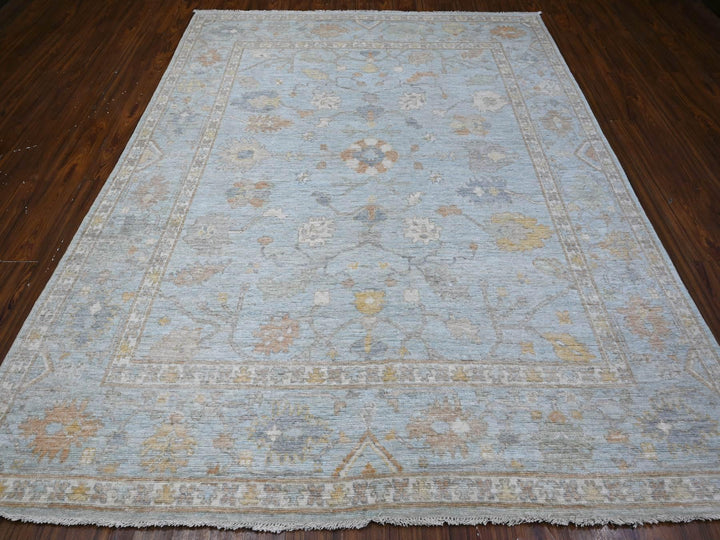 7'10" x 9'9" New Hand Knotted Blue Wool Rectangle Oriental Rug - MOA10288796