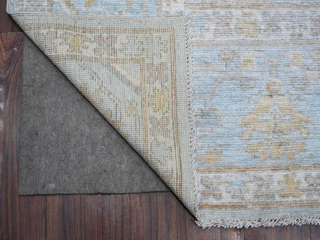 7'10" x 9'9" New Hand Knotted Blue Wool Rectangle Oriental Rug - MOA10288796