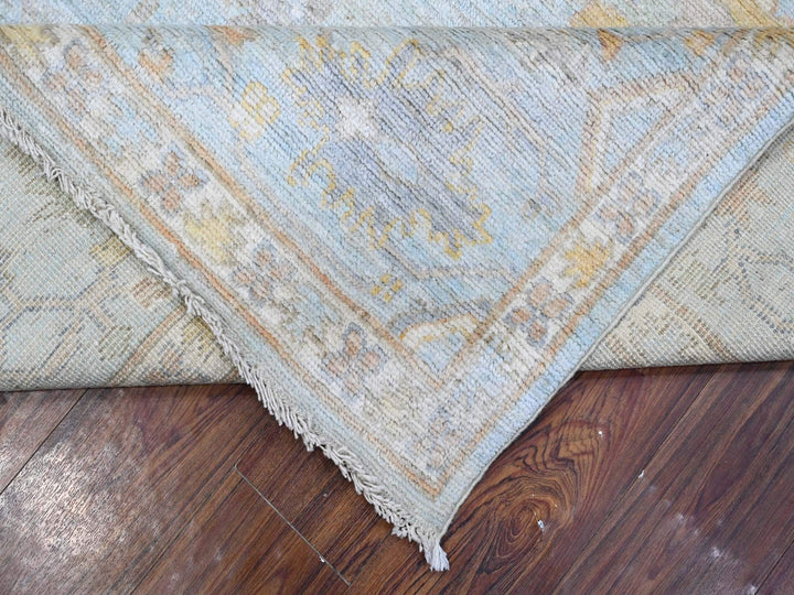 7'10" x 9'9" New Hand Knotted Blue Wool Rectangle Oriental Rug - MOA10288796