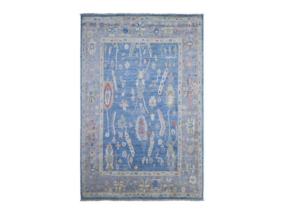 5'9" x 8'10" New Hand Knotted Blue Wool Rectangle Oriental Rug - MOA10288799