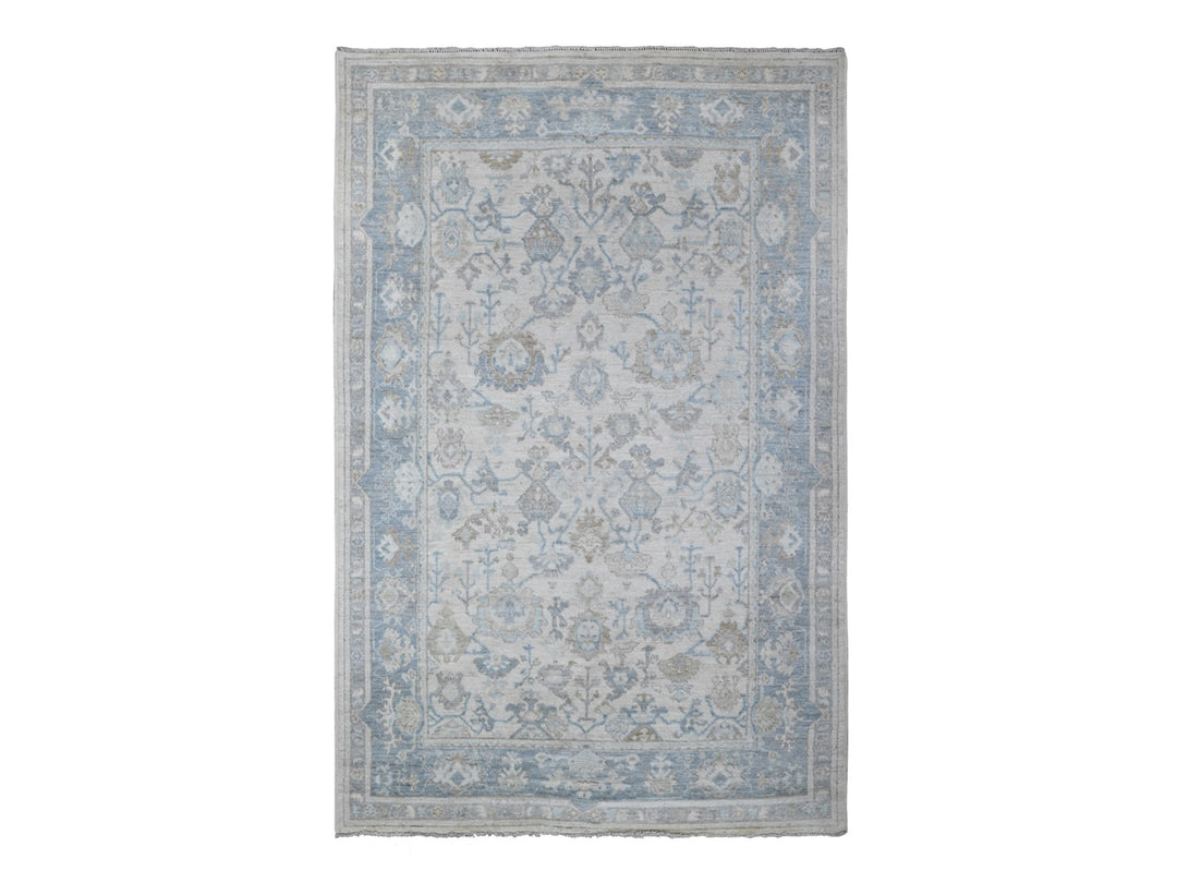 6'1" x 9'4" New Hand Knotted Grey Wool Rectangle Oriental Rug - MOA10288800