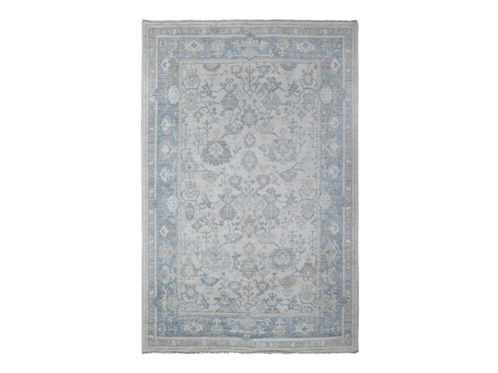 6'1" x 9'4" New Hand Knotted Grey Wool Rectangle Oriental Rug - MOA10288800