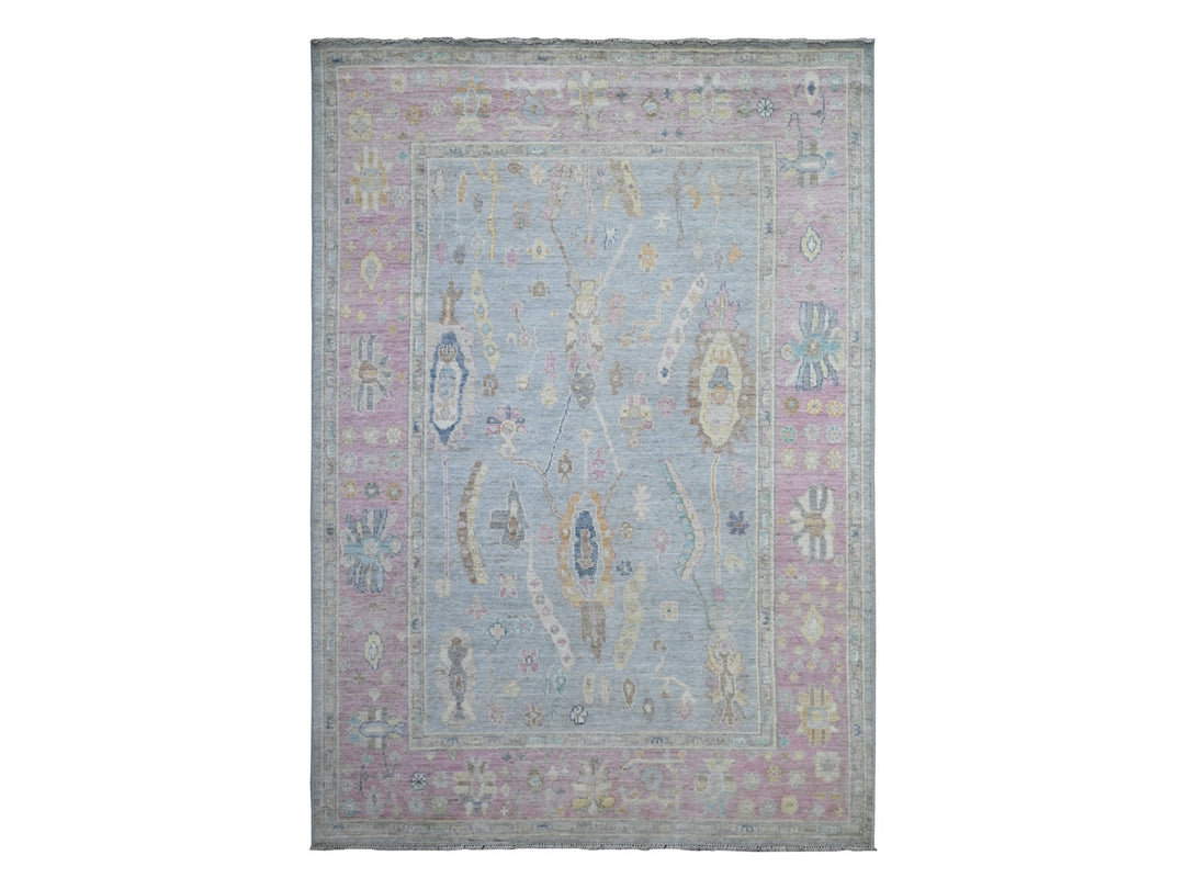 6'4" x 9'2" New Hand Knotted Blue Wool Rectangle Oriental Rug - MOA10288803