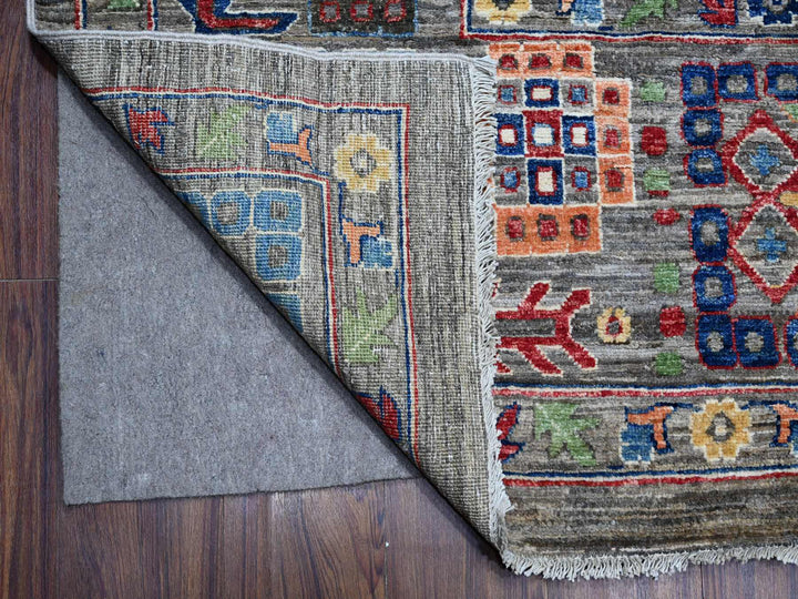 9'11" x 14'0" New Hand Knotted Grey Wool Rectangle Oriental Rug - MOA10288813