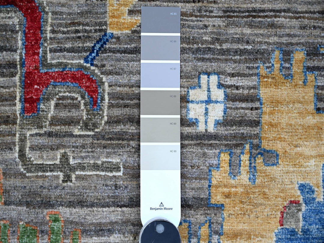 9'11" x 14'0" New Hand Knotted Grey Wool Rectangle Oriental Rug - MOA10288813
