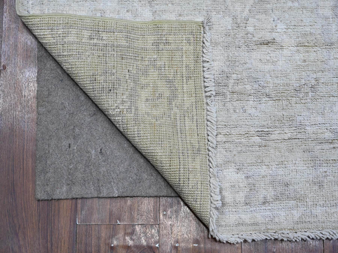 2'9" x 11'9" New Hand Knotted Grey Wool Runner Oriental Rug - MOA10288817