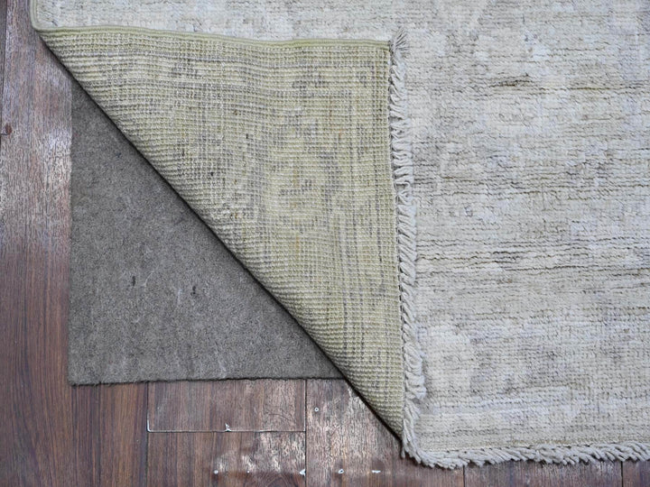 2'9" x 11'9" New Hand Knotted Grey Wool Runner Oriental Rug - MOA10288817