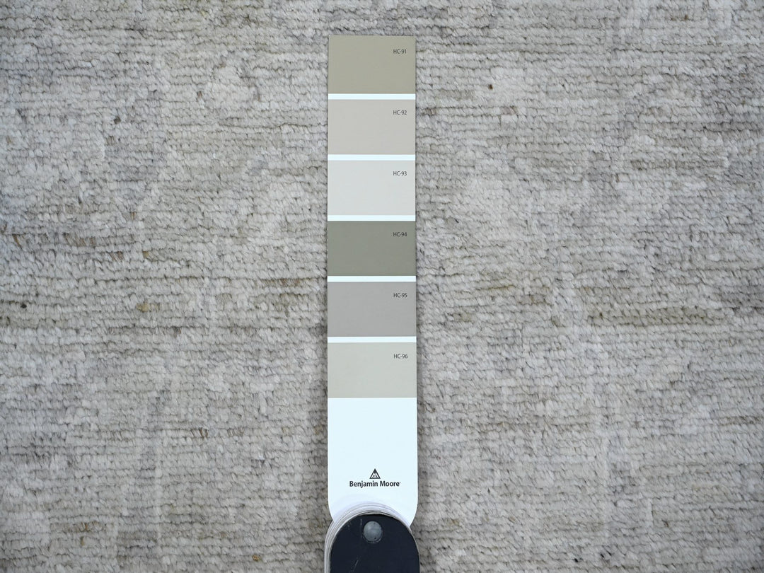2'9" x 11'9" New Hand Knotted Grey Wool Runner Oriental Rug - MOA10288817