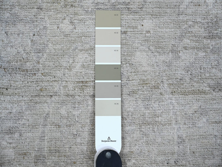 2'9" x 11'9" New Hand Knotted Grey Wool Runner Oriental Rug - MOA10288817