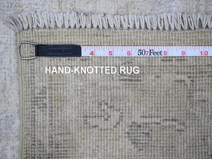 2'9" x 11'9" New Hand Knotted Grey Wool Runner Oriental Rug - MOA10288817