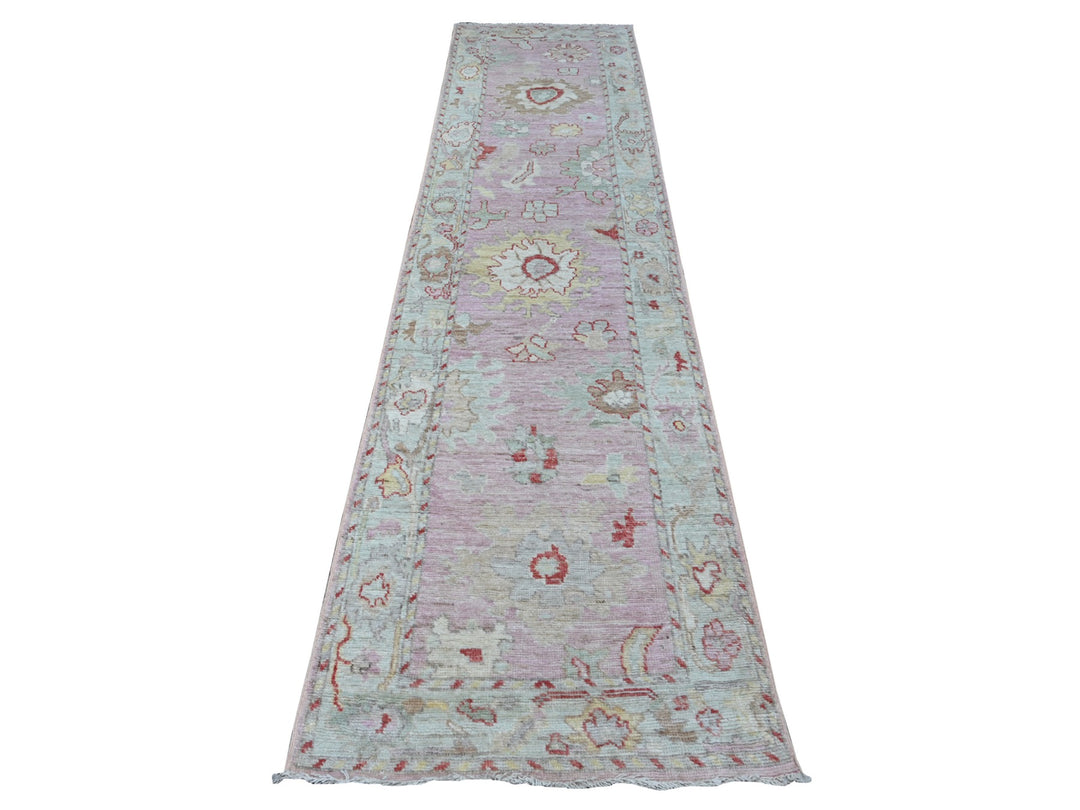 2'10" x 11'6" New Hand Knotted Pink Wool Runner Oriental Rug - MOA10288821