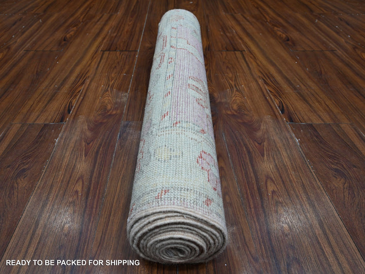 2'10" x 11'6" New Hand Knotted Pink Wool Runner Oriental Rug - MOA10288821