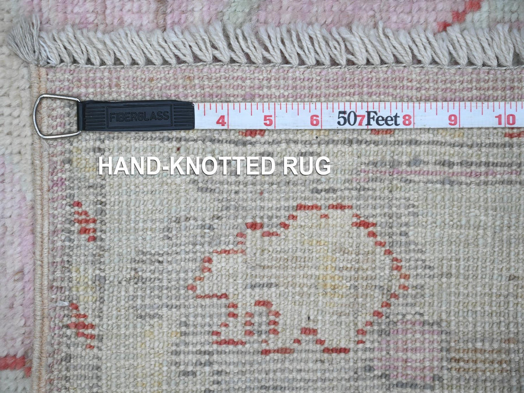 2'10" x 11'6" New Hand Knotted Pink Wool Runner Oriental Rug - MOA10288821