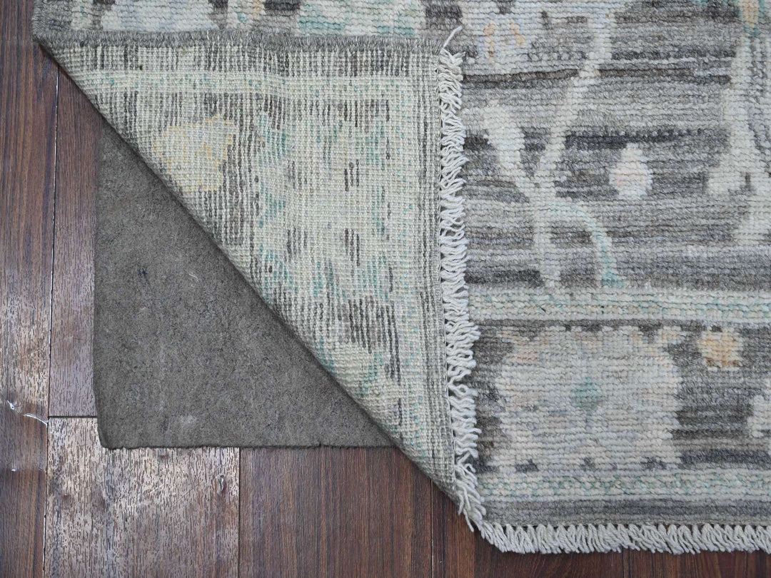 2'9" x 7'11" New Hand Knotted Grey Wool Runner Oriental Rug - MOA10288823
