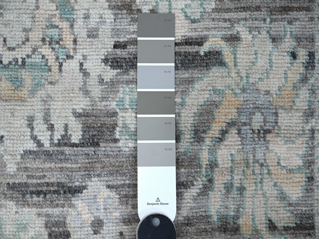2'9" x 7'11" New Hand Knotted Grey Wool Runner Oriental Rug - MOA10288823