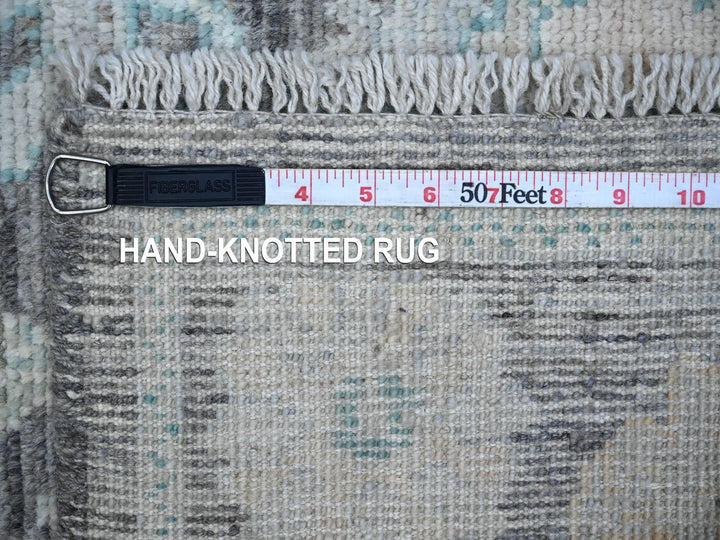 2'9" x 7'11" New Hand Knotted Grey Wool Runner Oriental Rug - MOA10288823