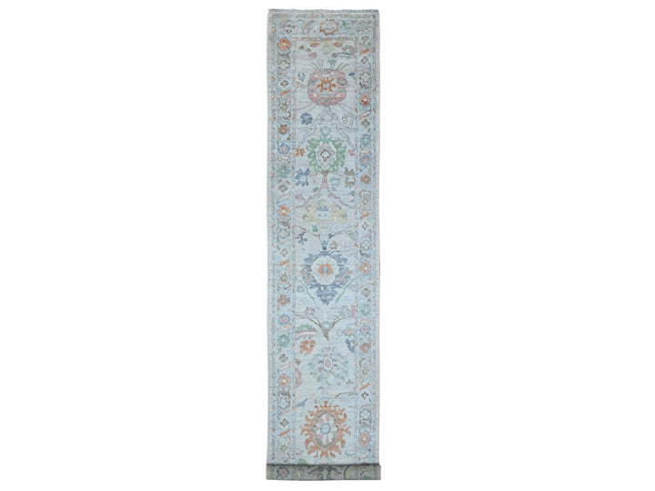 2'11" x 16'4" New Hand Knotted Blue Wool Runner Oriental Rug - MOA10288824