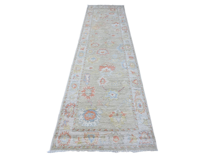 3'1" x 11'8" New Hand Knotted Green Wool Runner Oriental Rug - MOA10288827