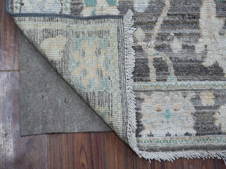 2'8" x 7'9" New Hand Knotted Grey Wool Runner Oriental Rug - MOA10288832
