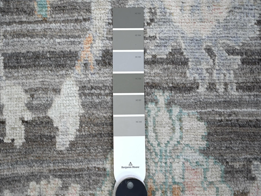 2'8" x 7'9" New Hand Knotted Grey Wool Runner Oriental Rug - MOA10288832