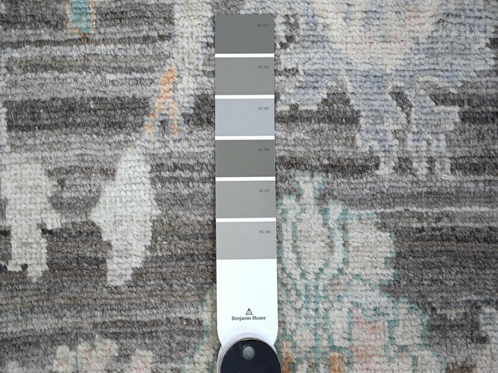 2'8" x 7'9" New Hand Knotted Grey Wool Runner Oriental Rug - MOA10288832